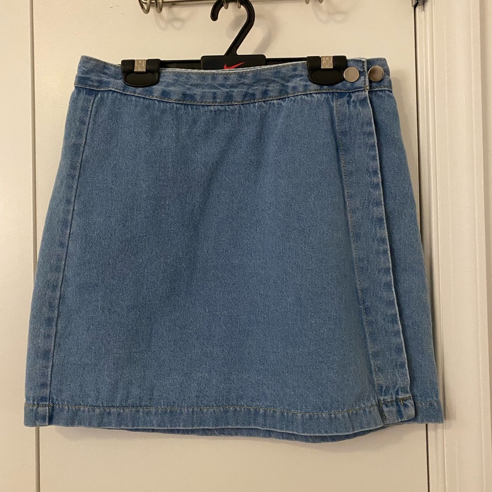 Denim wrap skirt